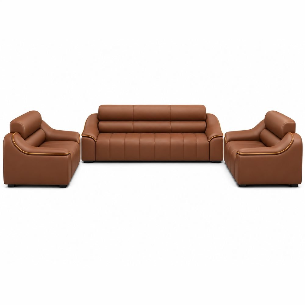 Cognac Leather Sofa Set