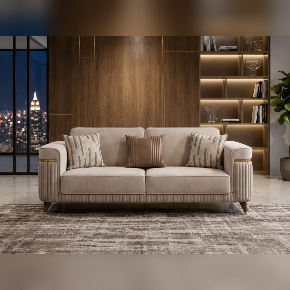 Fluta Greige Sofa Set