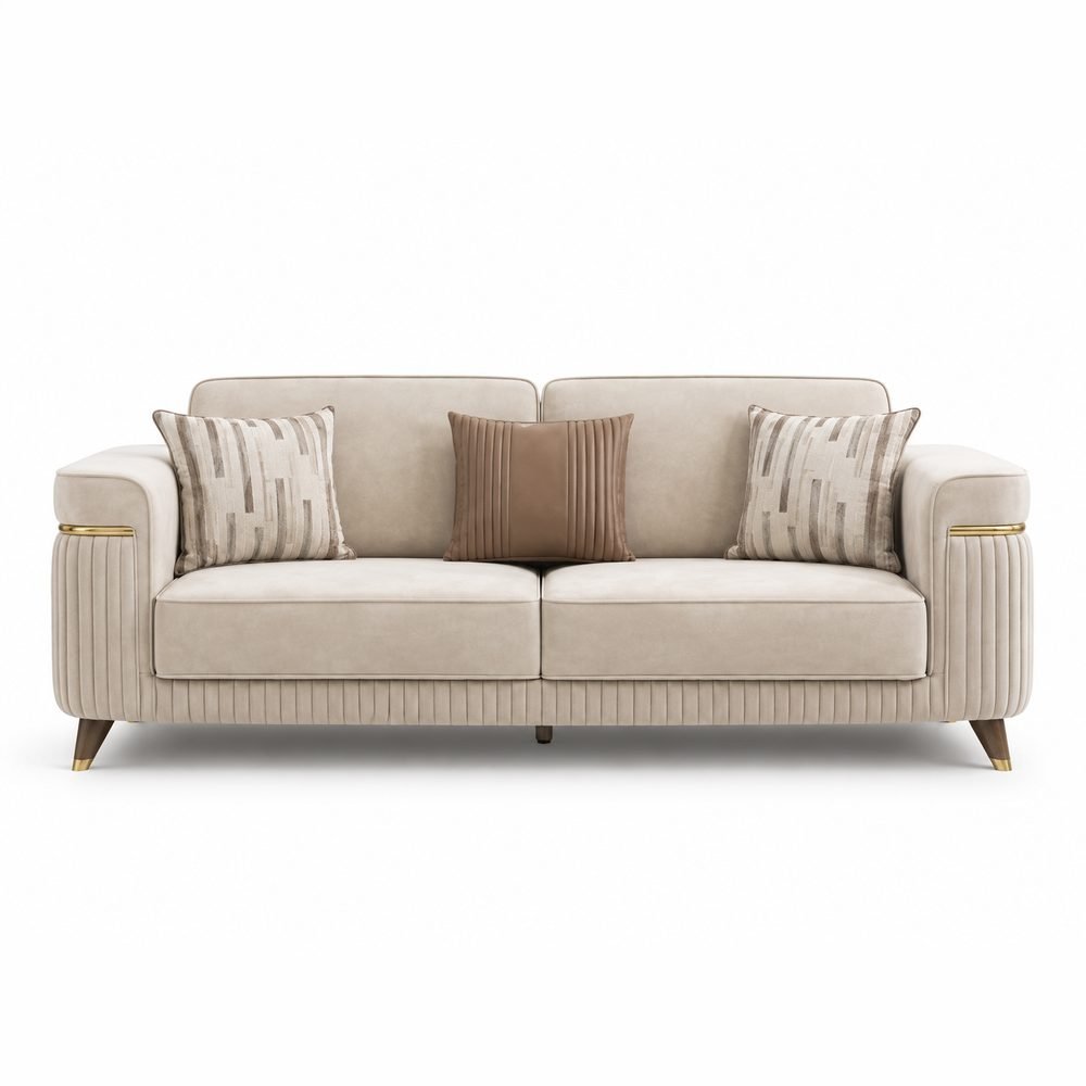 Fluta Greige Sofa Set