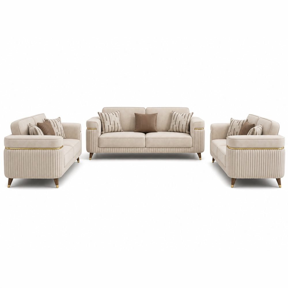 Fluta Greige Sofa Set