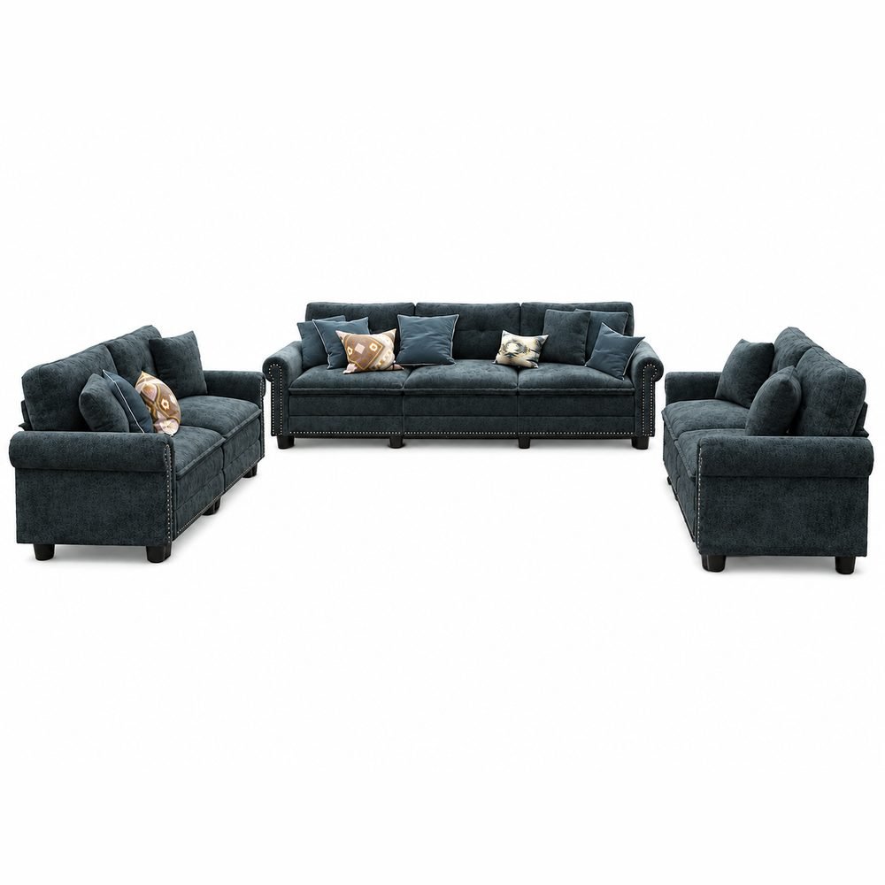 Indigo Pillow-Back Sofa Set