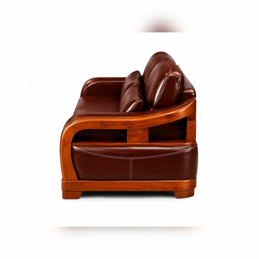 Maharana Teak Leather Sofa Set