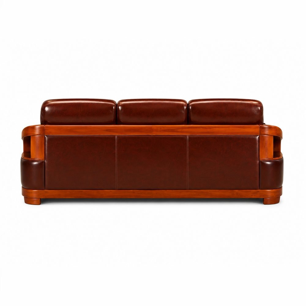 Maharana Teak Leather Sofa Set