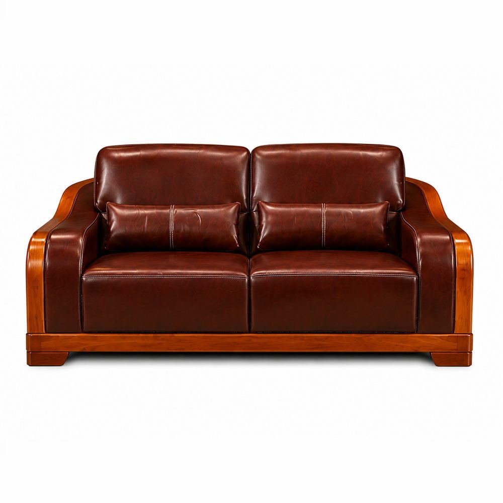 Maharana Teak Leather Sofa Set