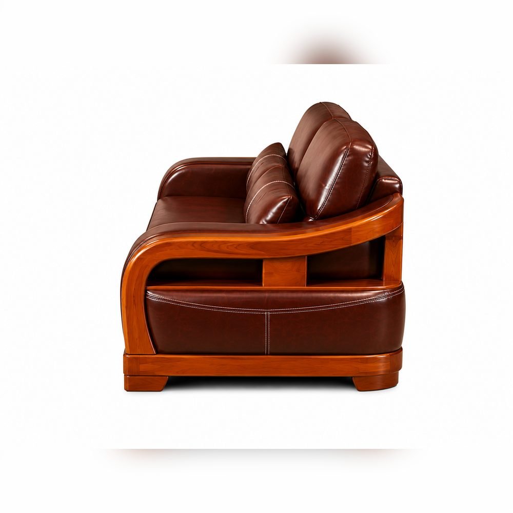 Maharana Teak Leather Sofa Set