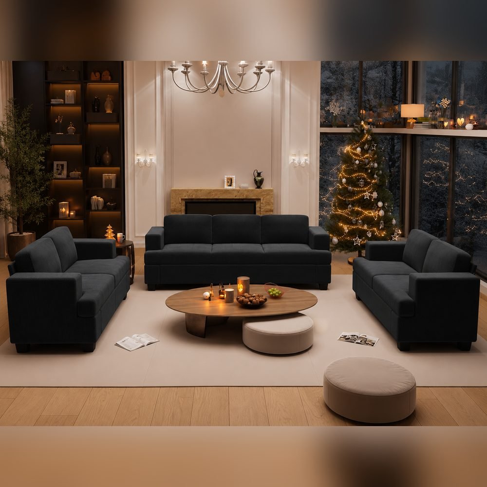 Noctis Charcoal Sofa Set