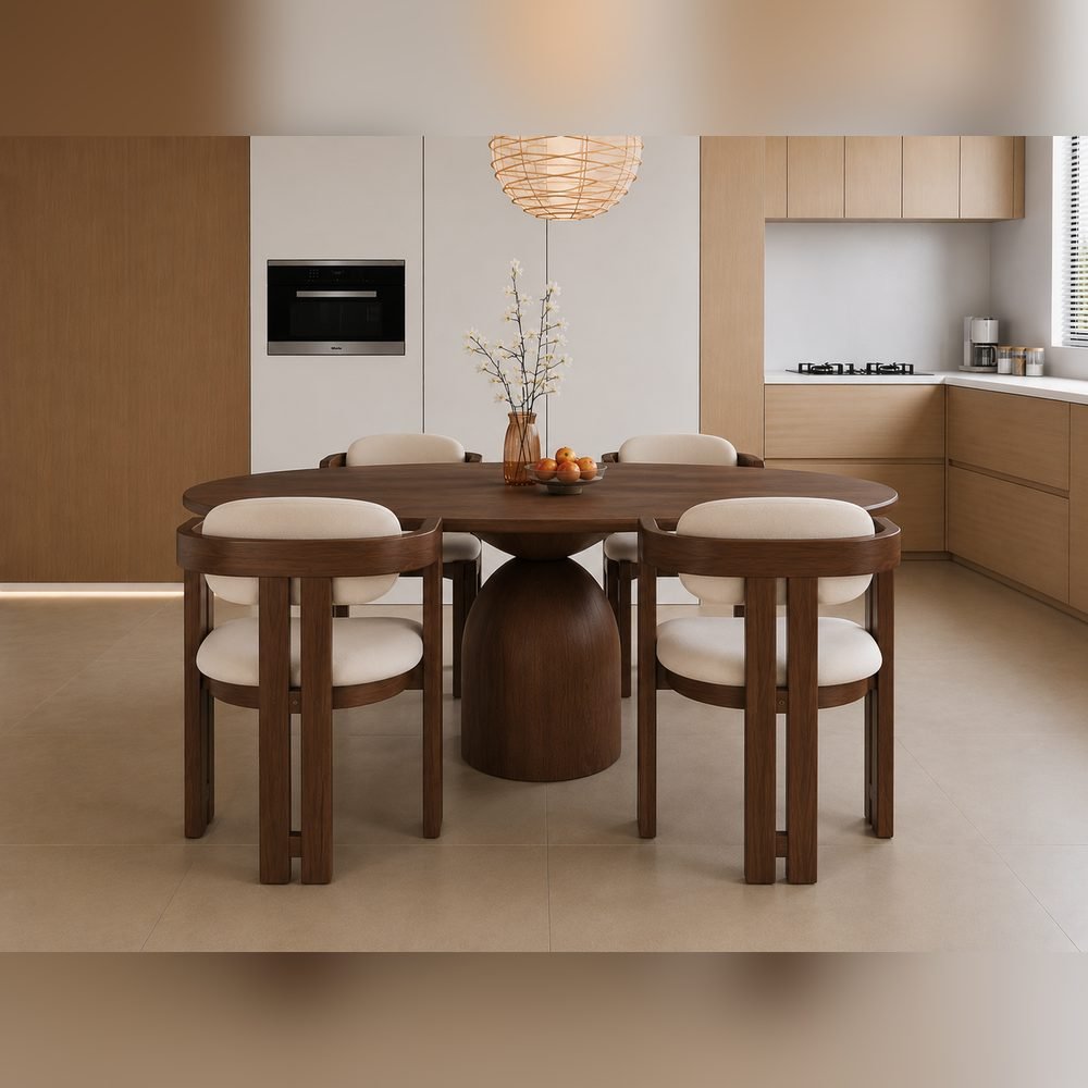 Tondo Walnut Dining Set