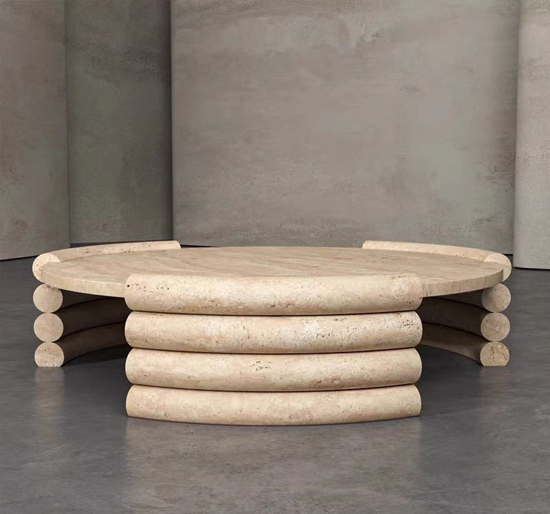 Travertine Round Coffee Table