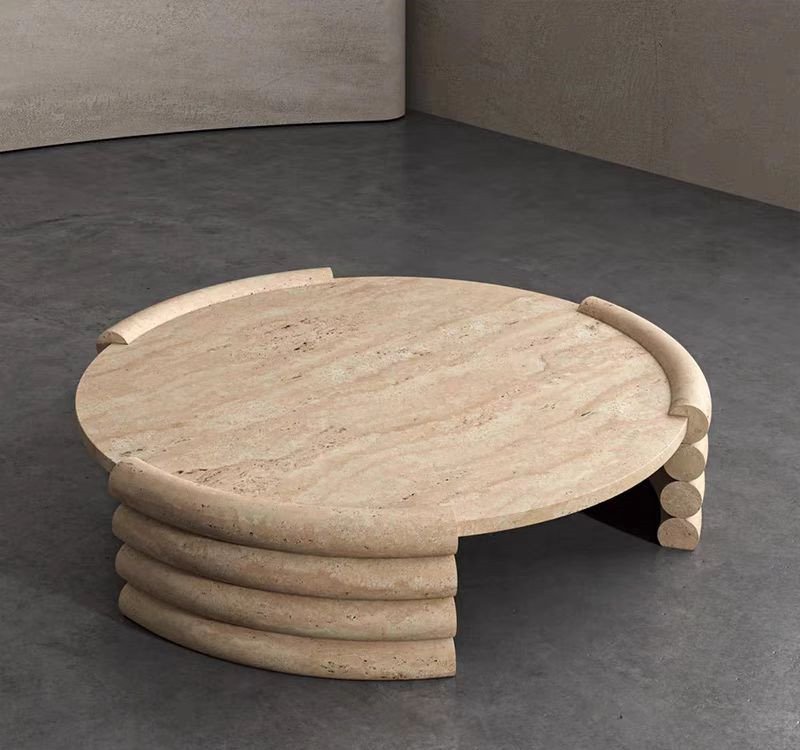 Travertine Round Coffee Table