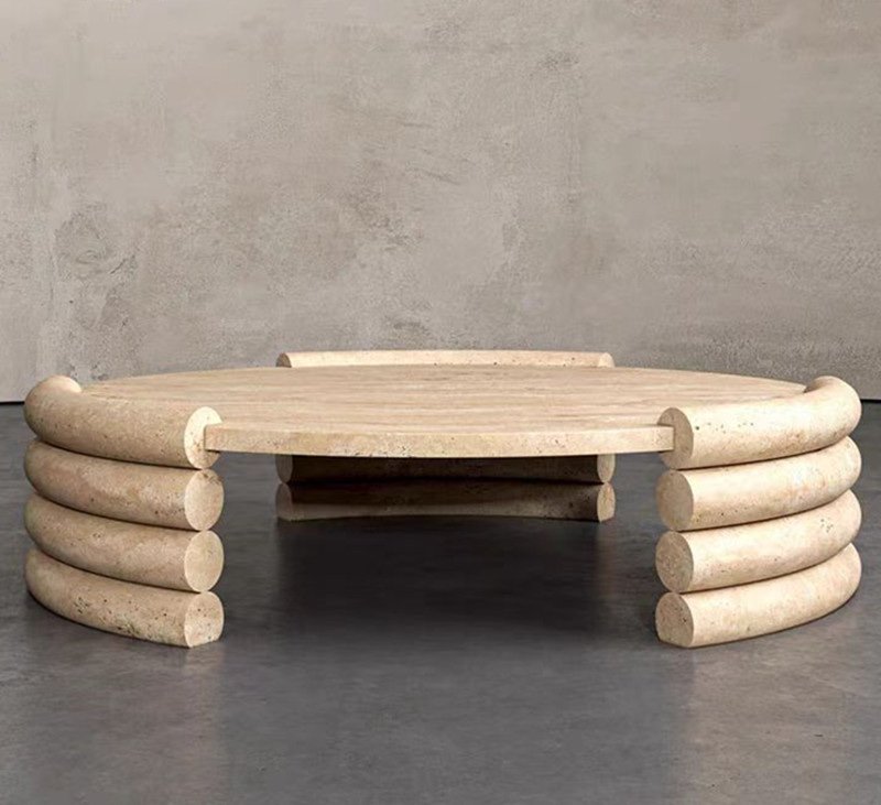 Travertine Round Coffee Table